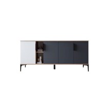 Buffet en Melamina Gris Oscuro y Blanco, 180x40x78 cm, Diseño Moderno y Duradero