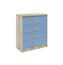 Cómoda de 4 Cajones, Color Azul y Cambria, 80x40x95 cm, Organizador Versátil para Dormitorio